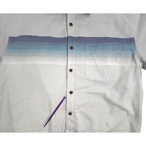 The Territory Ahead SS Shirt 100% Cotton Blue Ombre Stripe Heavyweight Outdoor L - Picture 7 of 14